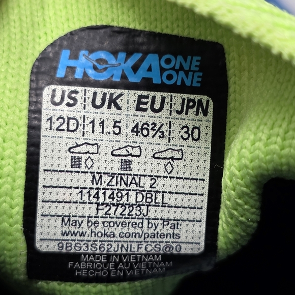 Hoka One One Zinal 2 Sneakers Diva Blue Lettuce Men\'s Size 12D 1141491 DBLL New main image 10